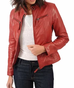 womens-slim-fit-red-faux-leather-biker-jacket