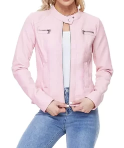 womens-snap-button-collar-light-pink-faux-leather-jacket