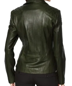 womens-stylish-dark-green-faux-leather-moto-biker-jacket