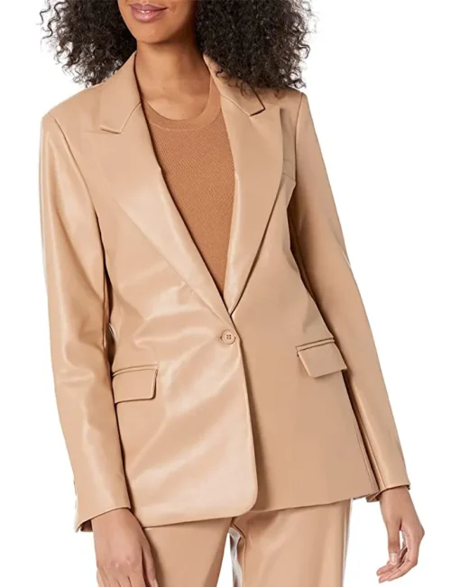 womens-trendy-camel-faux-leather-blazer