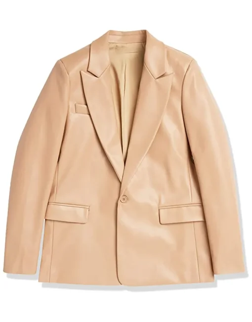 womens-trendy-camel-faux-leather-blazer