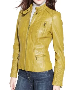 womens-yellow-faux-leather-slim-fit-biker-jacket