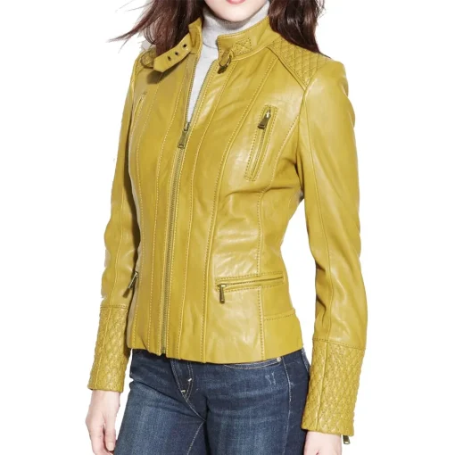 womens-yellow-faux-leather-slim-fit-biker-jacket