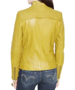 womens-yellow-faux-leather-slim-fit-biker-jacket