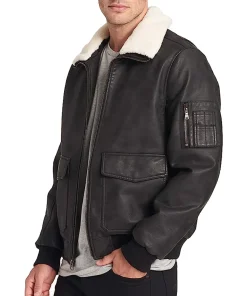 mens-black-faux-leather-aviator-sherpa-collar-bomber-jacket