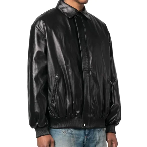 mens-black-faux-leather-biker-bomber-jacket