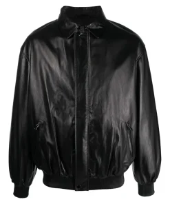 mens-black-faux-leather-biker-bomber-jacket