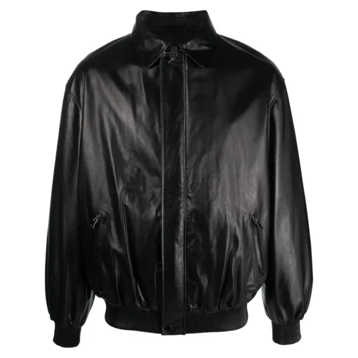 mens-black-faux-leather-biker-bomber-jacket