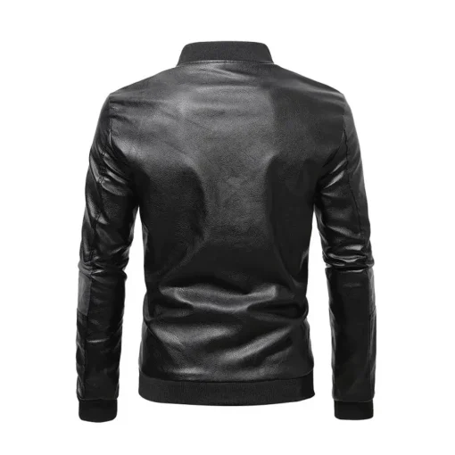 mens-black-faux-leather-paneled-zip-bomber-jacket