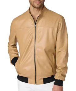 mens-camel-faux-leather-bomber-jacket