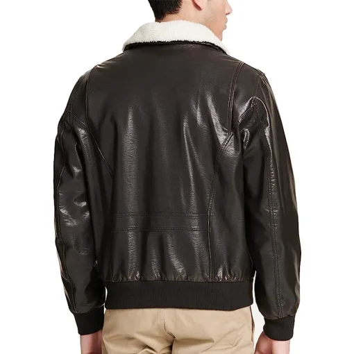 mens-dark-brown-faux-leather-aviator-sherpa-collar-bomber-jacket