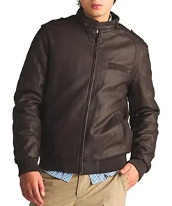 mens-iconic-dark-brown-faux-leather-racer-bomber-jacket