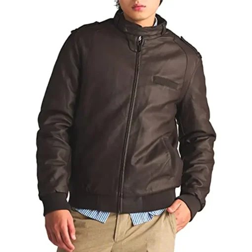 mens-iconic-dark-brown-faux-leather-racer-bomber-jacket