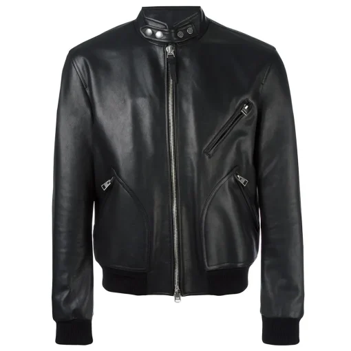 mens-military-black-faux-leather-bomber-jacket