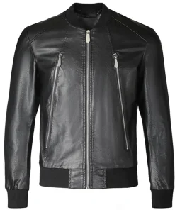 mens-regular-fit-black-faux-leather-bomber-jacket