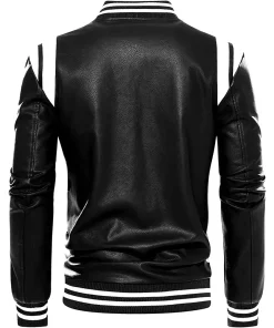 mens-stand-collar-black-and-white-faux-leather-bomber-jacket