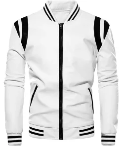 mens-stand-collar-white-and-black-faux-leather-bomber-jacket