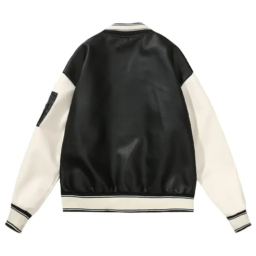 womens-black-and-white-faux-leather-bomber-jacket