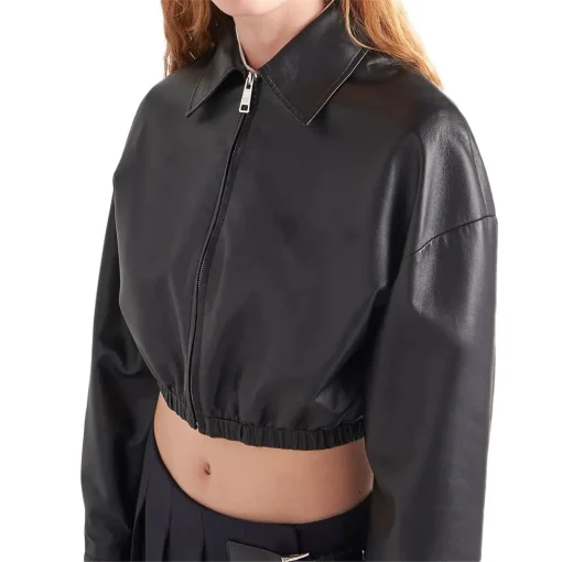 womens-black-cropped-faux-leather-bomber-jacket