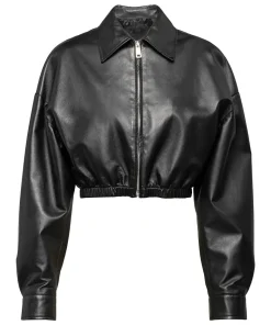 womens-black-cropped-faux-leather-bomber-jacket