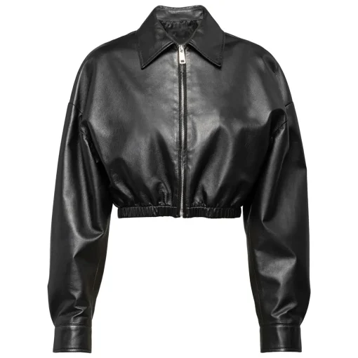 womens-black-cropped-faux-leather-bomber-jacket