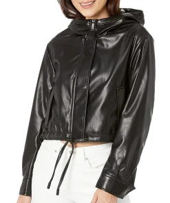 womens-black-faux-leather-hooded-bomber-jacket