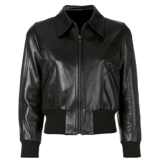 womens-black-faux-leather-sleek-bomber-jacket