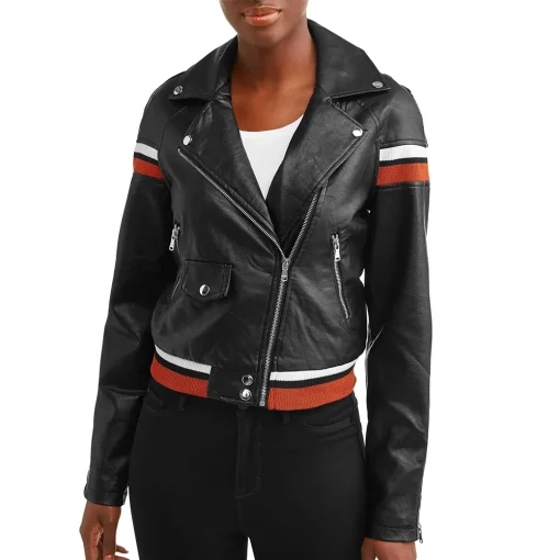 womens-black-faux-leather-varsity-stripes-bomber-jacket