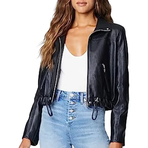 womens-blue-faux-leather-bomber-jacket