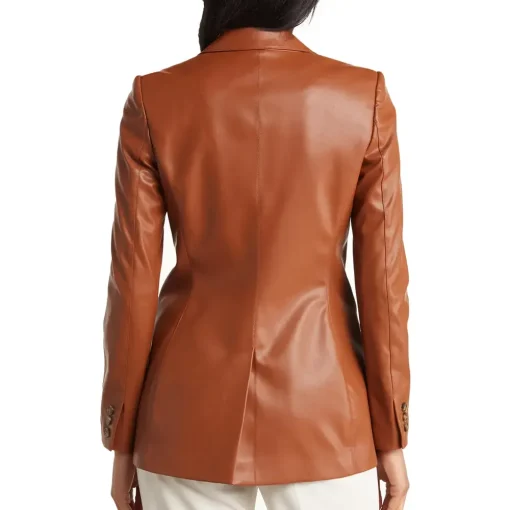 womens-brown-faux-leather-blazer