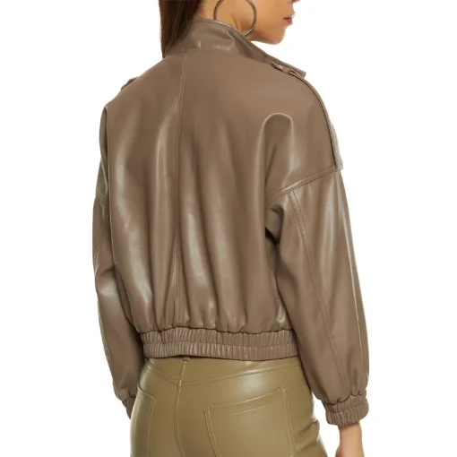 womens-brown-faux-leather-cargo-pocket-bomber-jacket