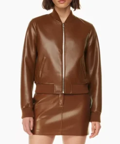 womens-brown-faux-leather-racer-bomber-jacket