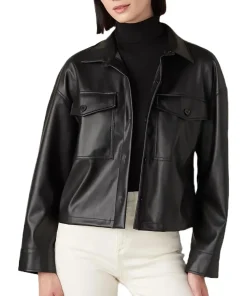 womens-button-up-black-faux-leather-shirt-jacket