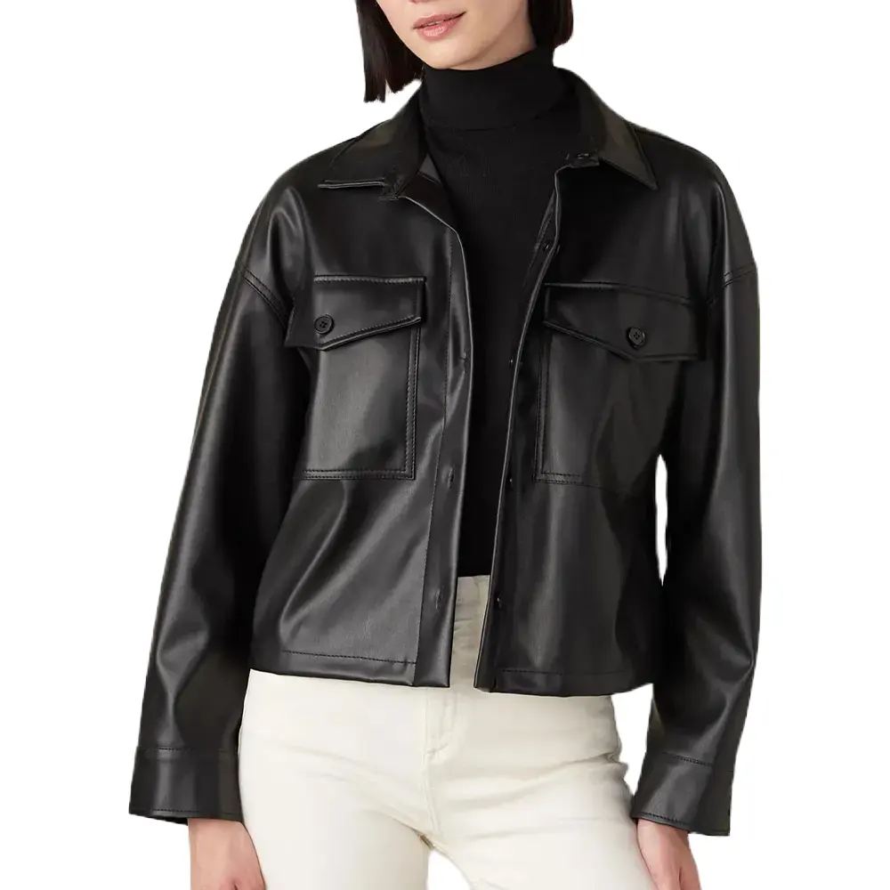 womens-button-up-black-faux-leather-shirt-jacket-2 womens-button-up-black-faux-leather-shirt-jacket