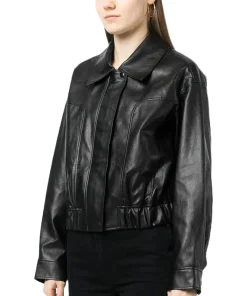 womens-classic-collar-black-faux-leather-bomber-jacket