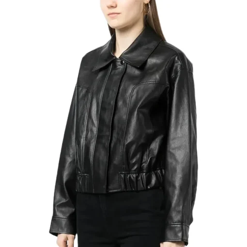 womens-classic-collar-black-faux-leather-bomber-jacket