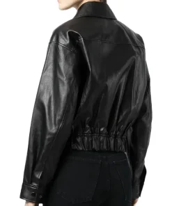 womens-classic-collar-black-faux-leather-bomber-jacket