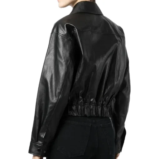 womens-classic-collar-black-faux-leather-bomber-jacket