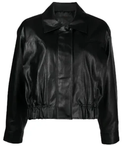 womens-classic-collar-black-faux-leather-bomber-jacket