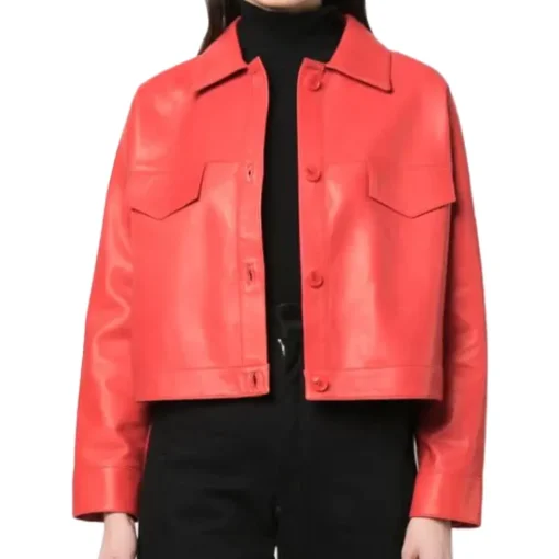 womens-classic-collar-red-faux-leather-cropped-jacket