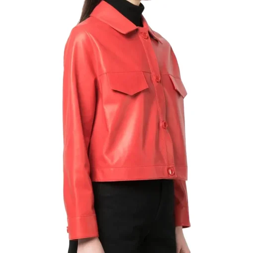 womens-classic-collar-red-faux-leather-cropped-jacket