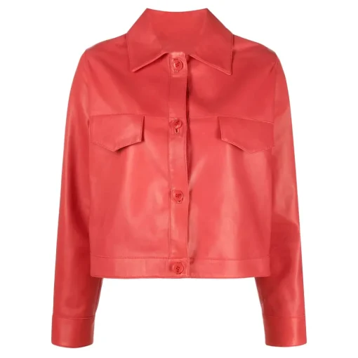 womens-classic-collar-red-faux-leather-cropped-jacket