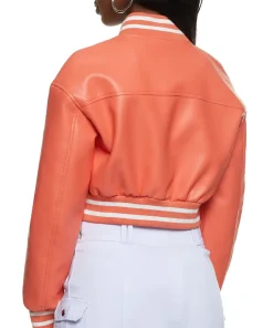 womens-cropped-orange-faux-leather-bomber-jacket