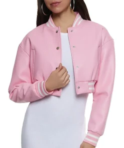 womens-cropped-pink-faux-leather-bomber-jacket