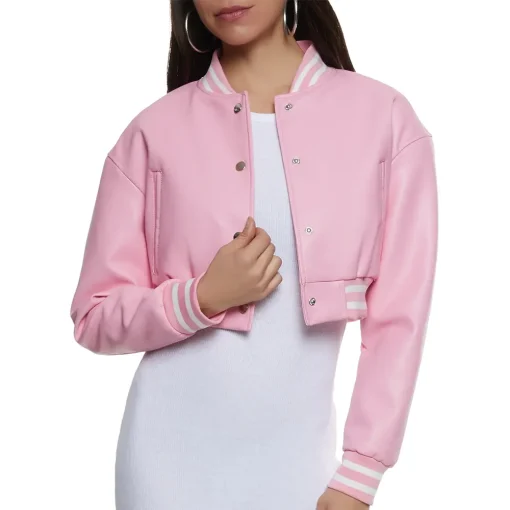 womens-cropped-pink-faux-leather-bomber-jacket