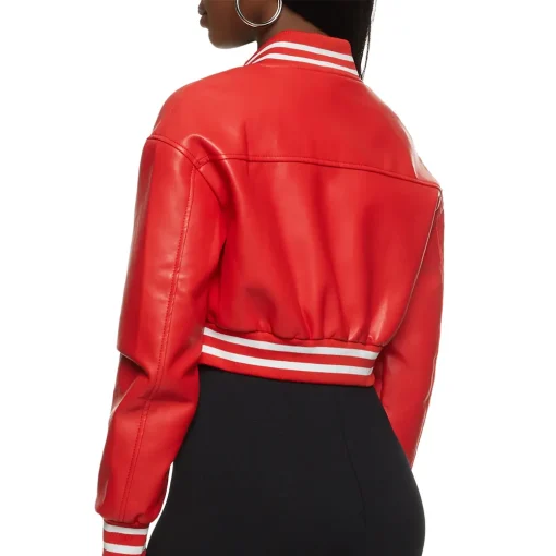 womens-cropped-red-faux-leather-bomber-jacket