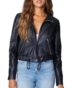 womens-dark-blue-faux-leather-bomber-jacket