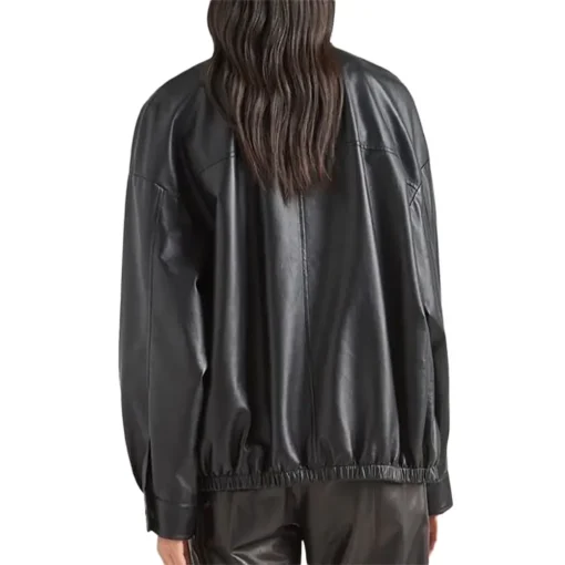 womens-flat-collar-black-faux-leather-bomber-jacket