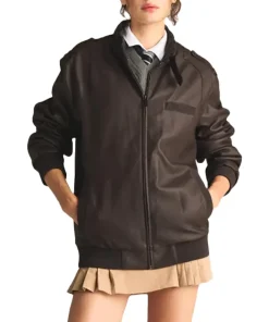 womens-iconic-brown-faux-leather-racer-bomber-jacket