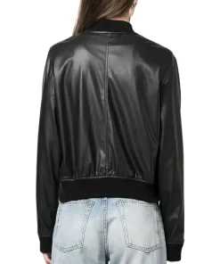 womens-long-sleeve-black-faux-leather-bomber-jacket